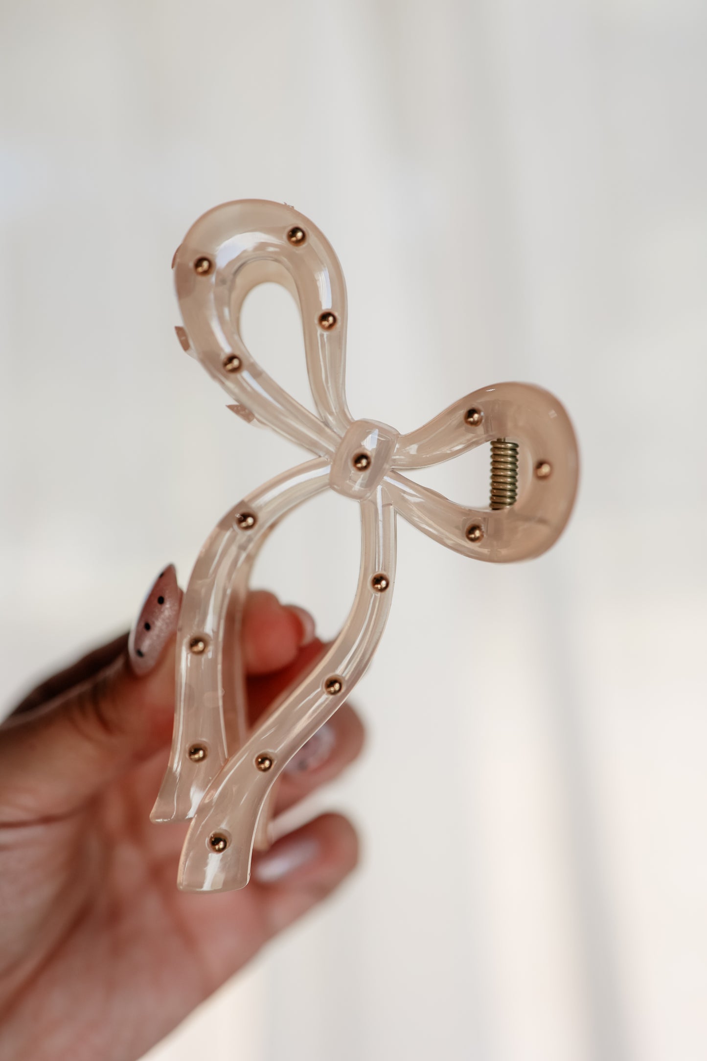STUDDED BOW CLIP | IVORY