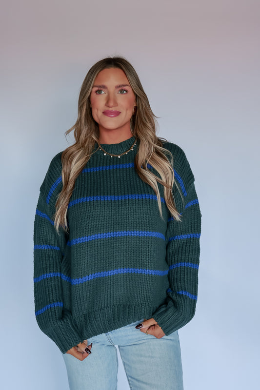 THE HUNTER + BLUE STRIPED SWEATER