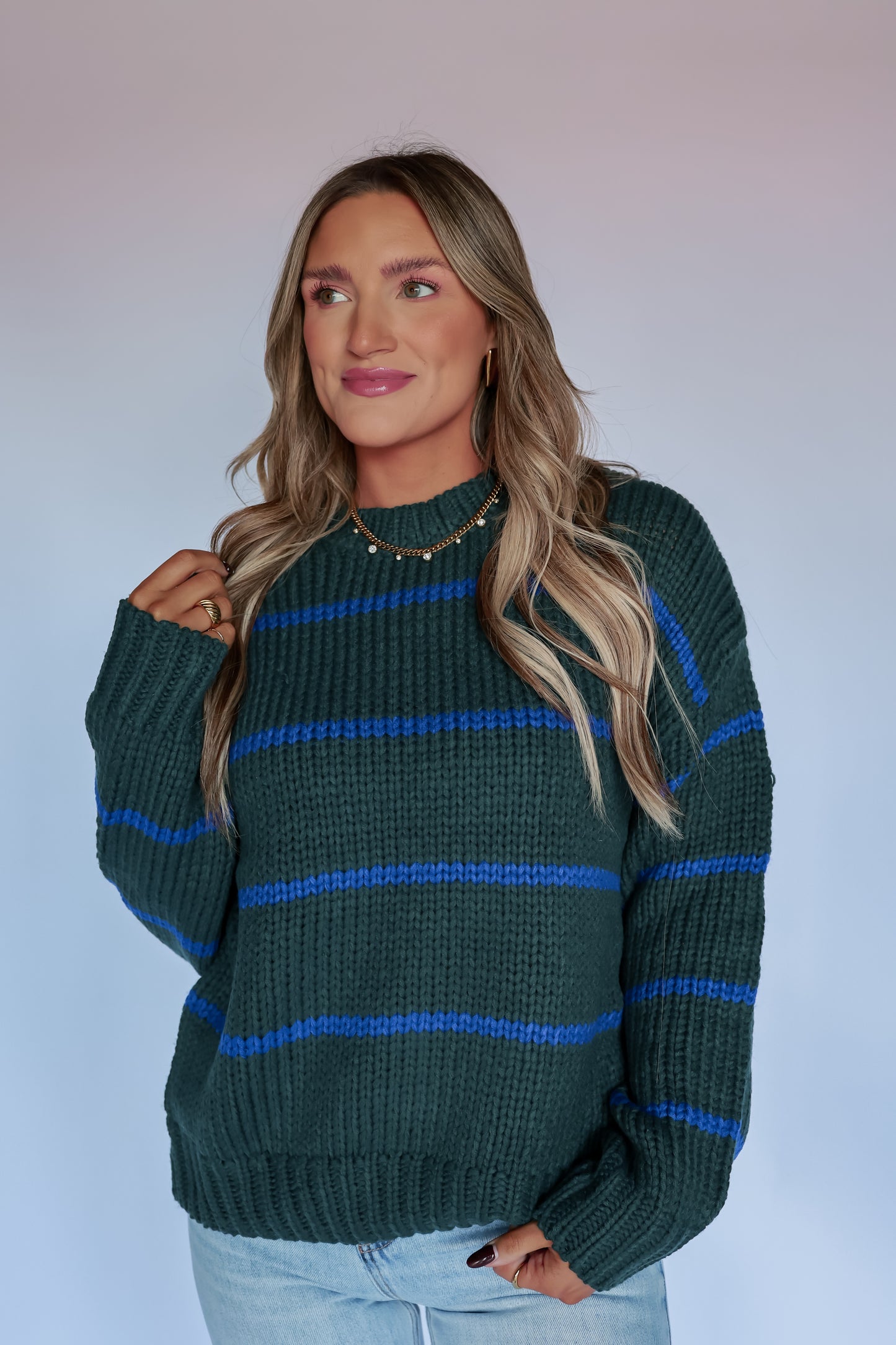 THE HUNTER + BLUE STRIPED SWEATER