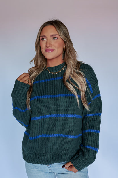 THE HUNTER + BLUE STRIPED SWEATER