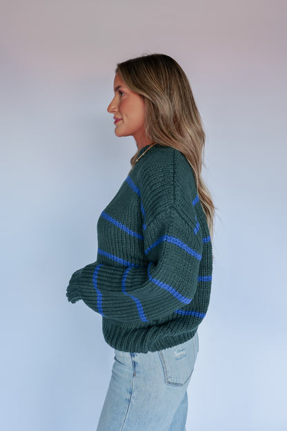 THE HUNTER + BLUE STRIPED SWEATER
