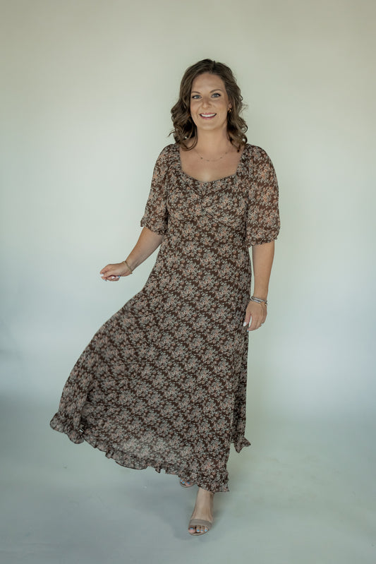 FIND ME IN FLORAL DRESS | BROWN