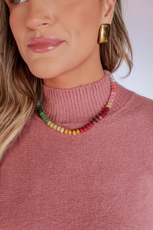 NATURAL AGATE BEADED NECKLACE | PRIMARY COLORS