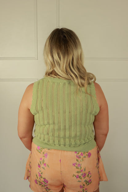 THE SCALLOP CHARM TOP | SAGE