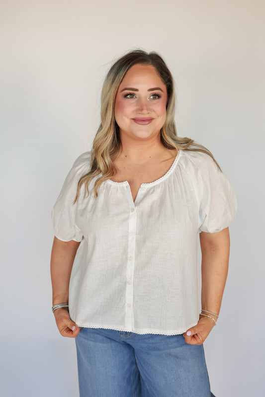 THE EFFORTLESS PUFF SLEEVE TOP | WHITE