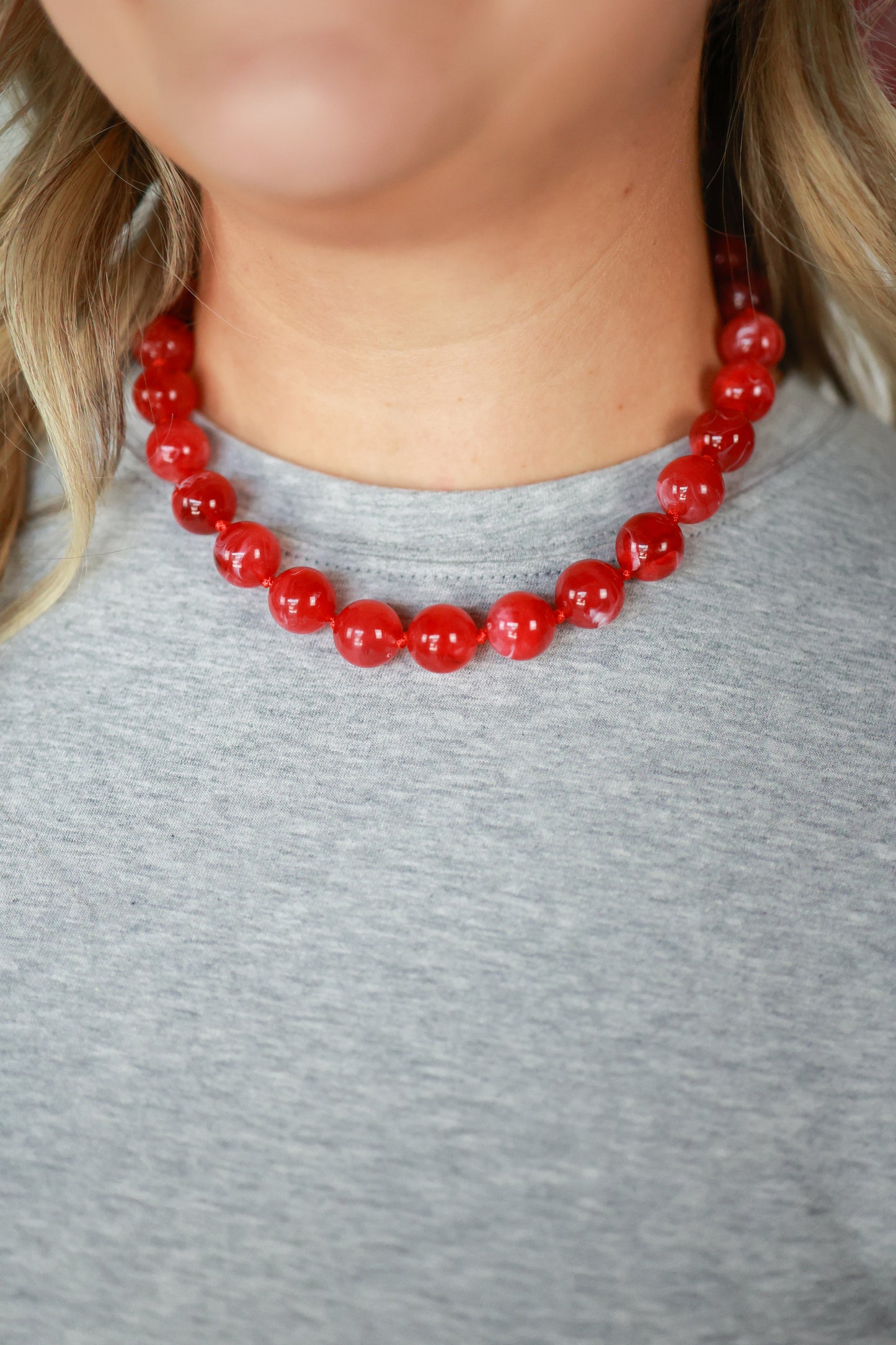 GO RED BEADED NECKLACE