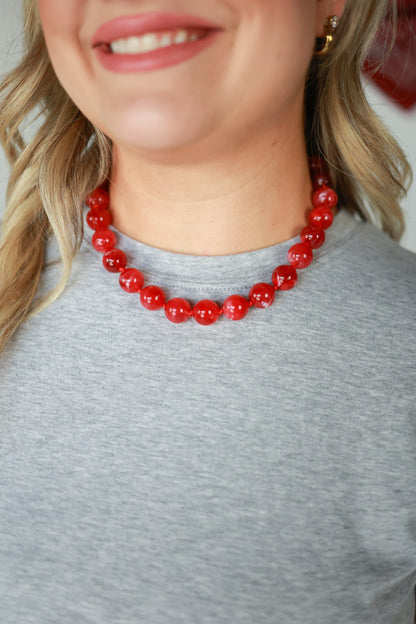 GO RED BEADED NECKLACE