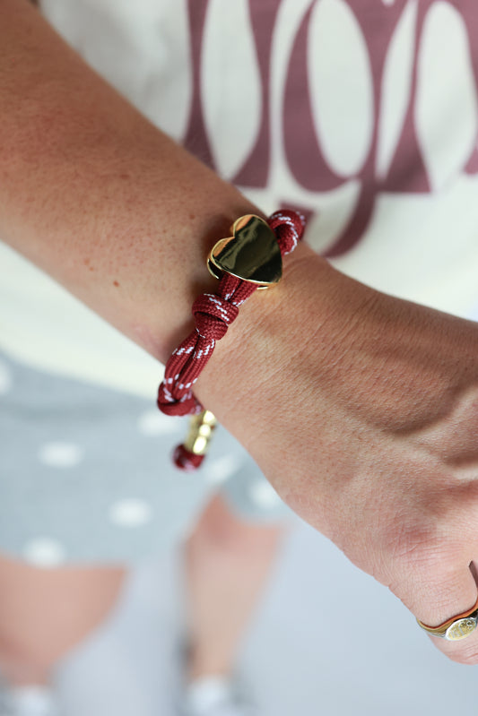 MAROON CORD BRACELET | HEART