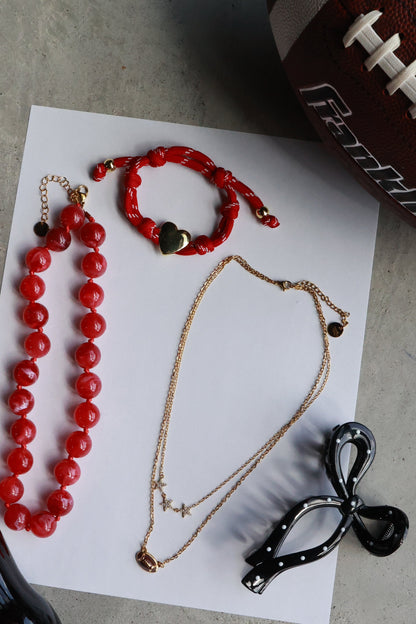 GO RED BEADED NECKLACE