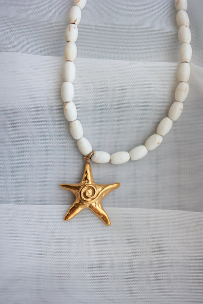 COASTAL DRIFT STARFISH NECKLACE | WHITE