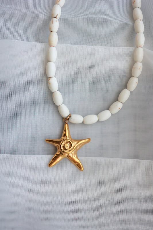 COASTAL DRIFT STARFISH NECKLACE | WHITE