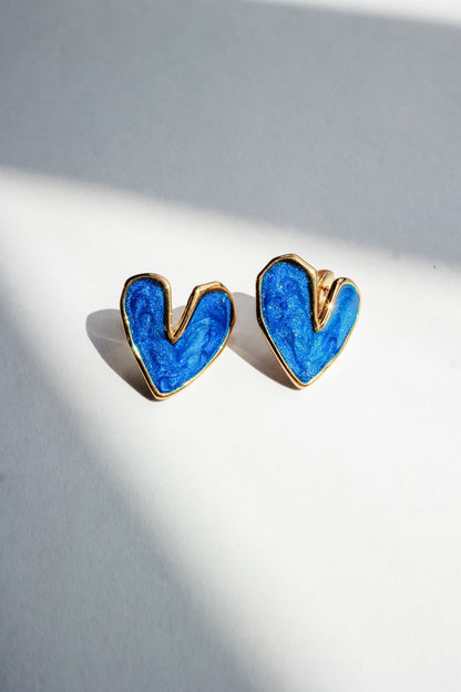 GO BIG BLUE HEART STUD