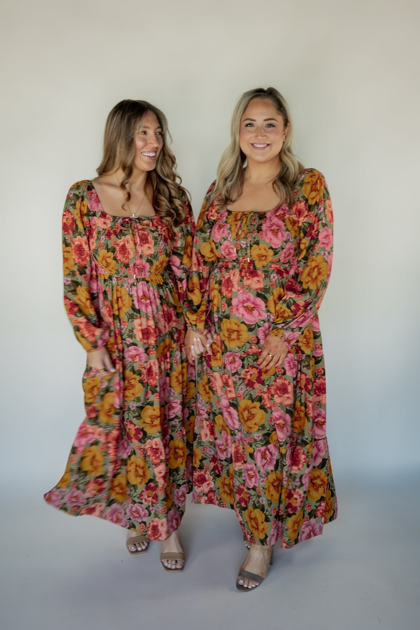 BOLD FLORAL SMOCKED MAXI  | SAGE MULTI