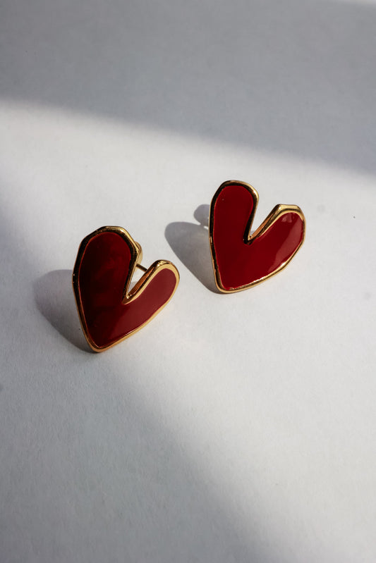 GO BIG MAROON HEART STUD