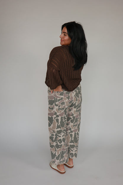 THE BROWN POINTELLE KNIT SWEATER