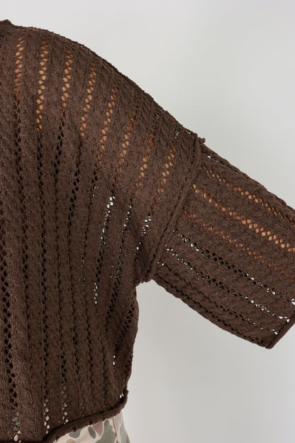 THE BROWN POINTELLE KNIT SWEATER