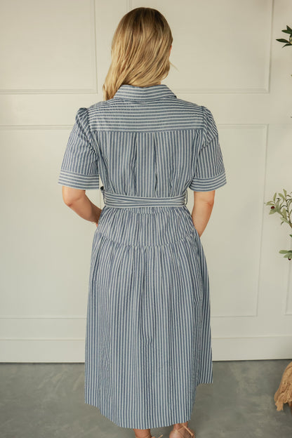 NAVY DAYDREAM STRIPE DRESS