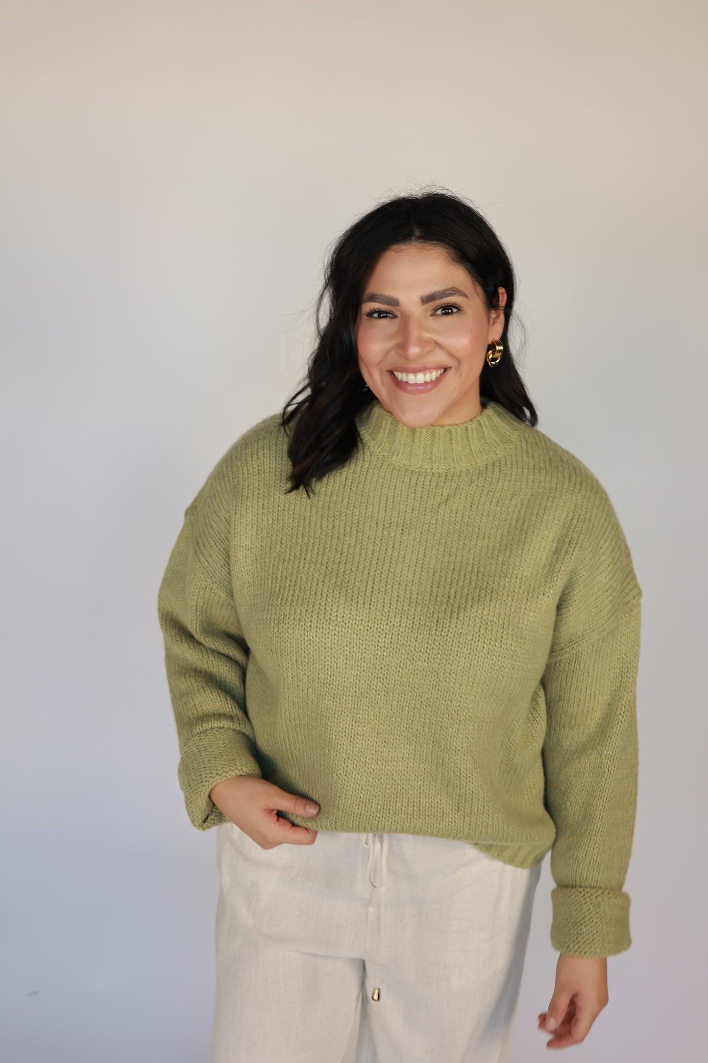 THE SALT AIR KNIT SWEATER | CHARTREUSE