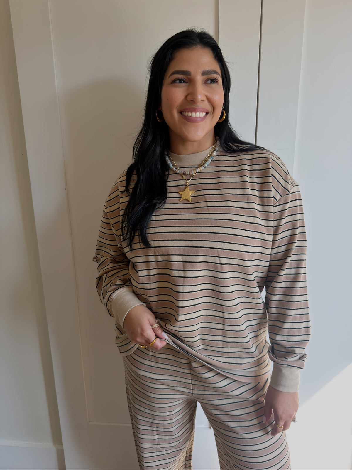 LONG SLEEVE STRIPE SET | CINAMMON SUGAR
