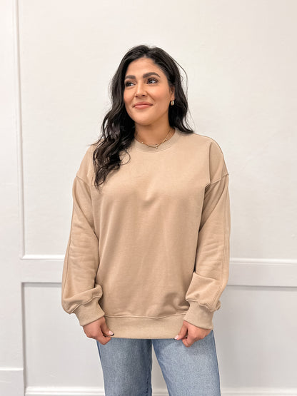 FRENCH TERRY PULLOVER | TAUPE