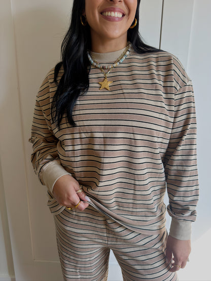 LONG SLEEVE STRIPE SET | CINAMMON SUGAR