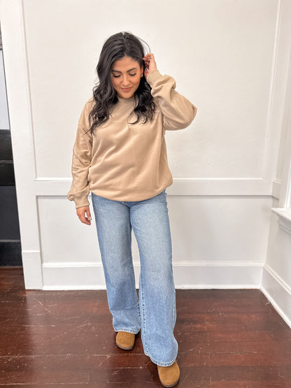 FRENCH TERRY PULLOVER | TAUPE