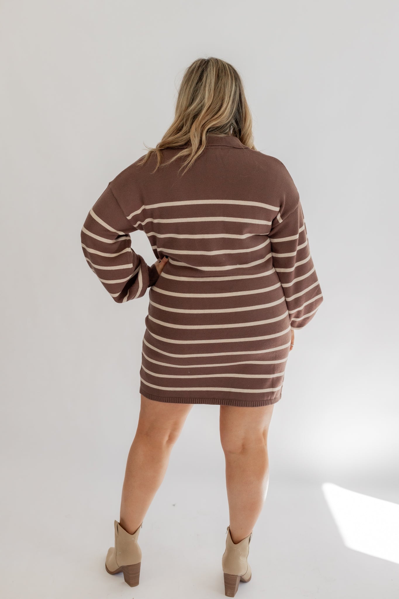 BETWEEN YOU AND ME STRIPED SWEATER DRESS