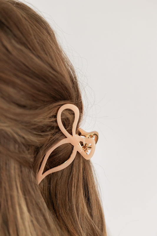 RIBBON BOW CLAW CLIP | BABY PINK