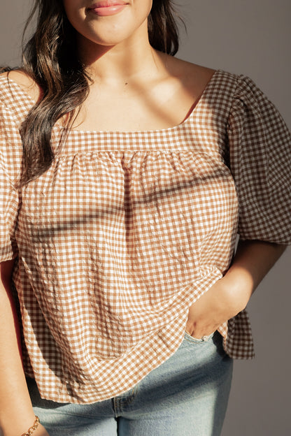 IN MY MOMENT GINGHAM TOP