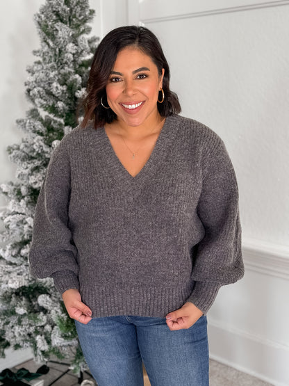 WINTER WISHES SWEATER IN CHARCOAL