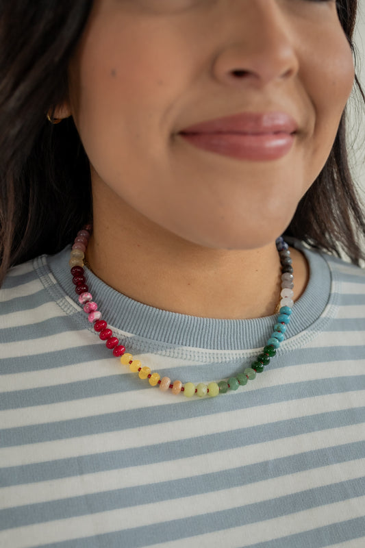 NATURAL AGATE BEADED NECKLACE | PRIMARY COLORS