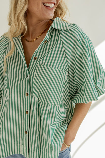 MAKE YOUR MARK GREEN STRIPED TOP