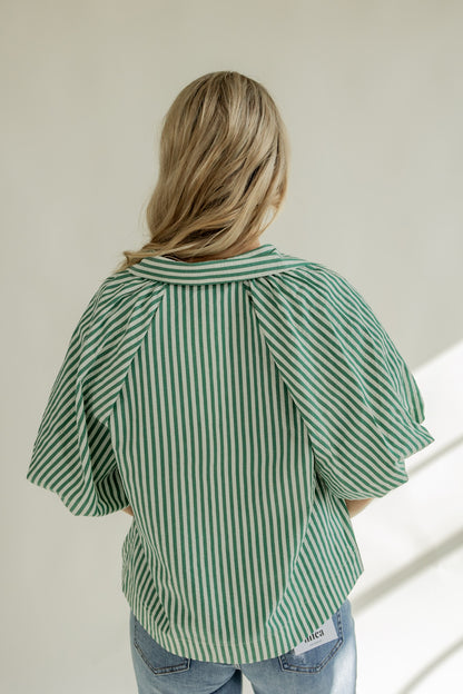 MAKE YOUR MARK GREEN STRIPED TOP