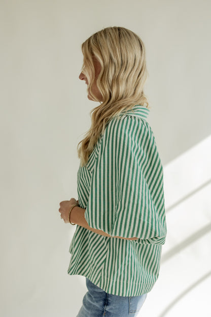 MAKE YOUR MARK GREEN STRIPED TOP