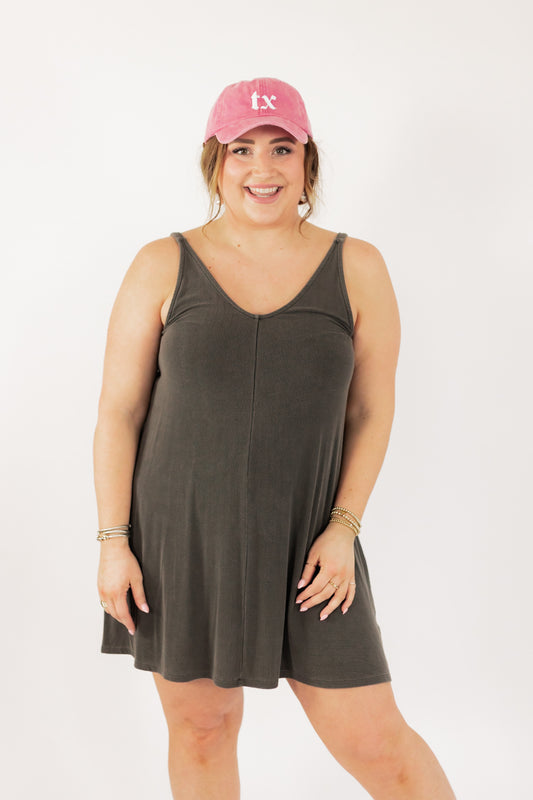 THE SWING DRESS IN CHARCOAL