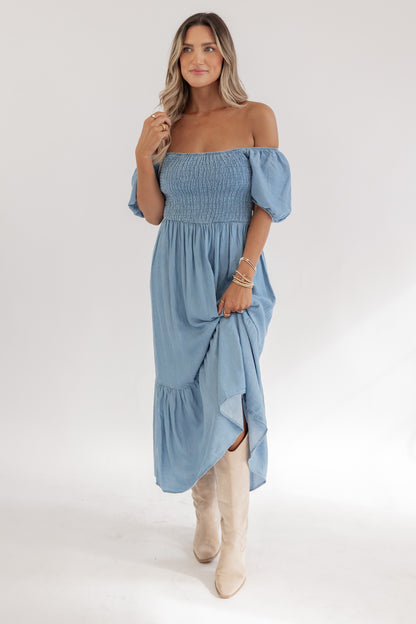 ALWAYS WITH YOU CHAMBRAY DRESS