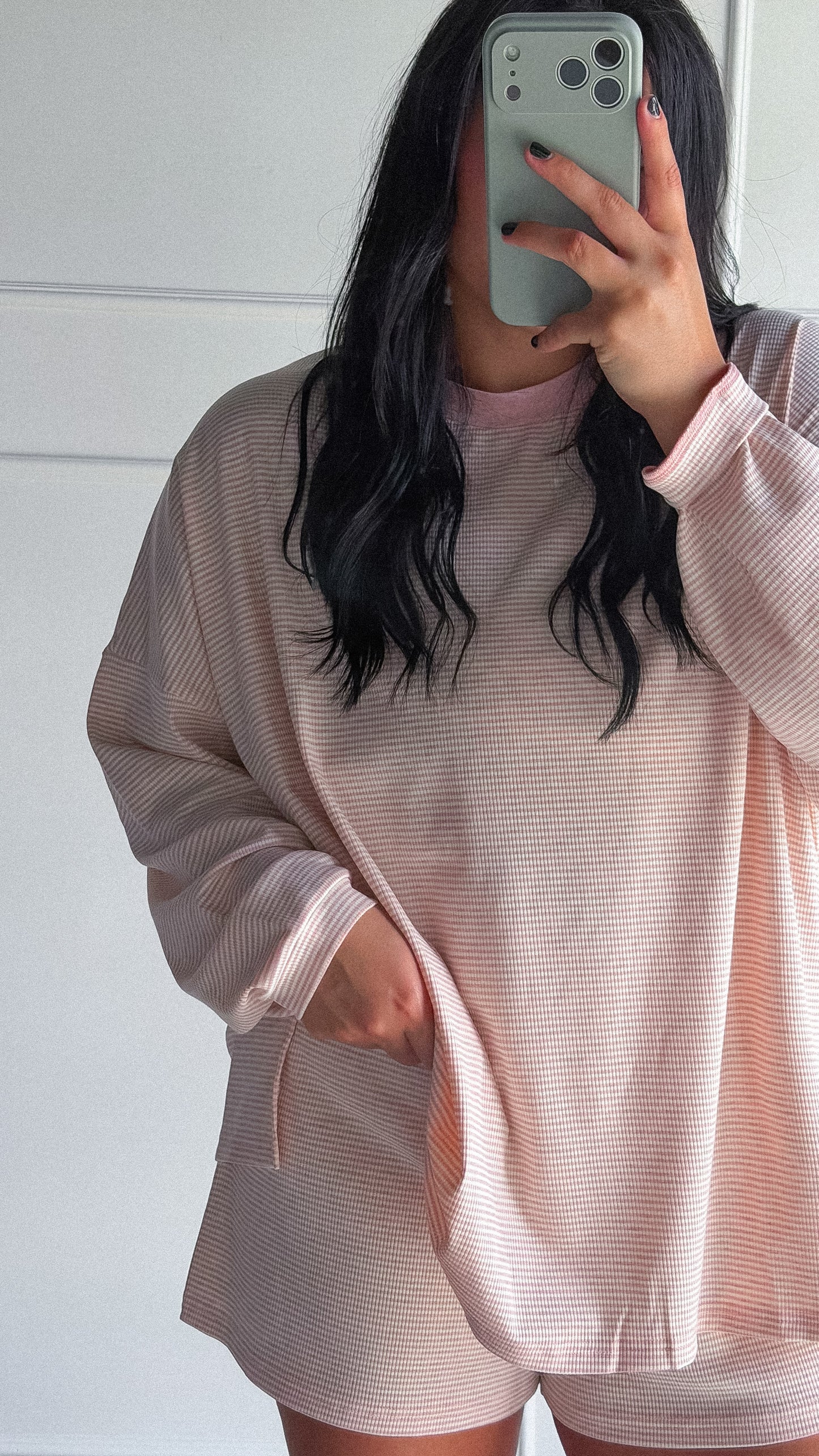 THE STRIPED BLUSH PINK SET | TOP ONLY