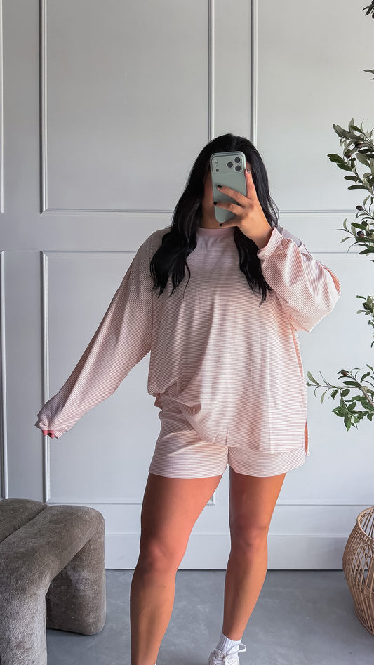 THE STRIPED BLUSH PINK SET | TOP ONLY