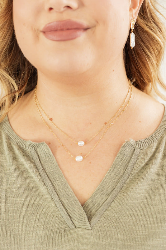 TWICE THE PEARLS LAYERED NECKLACE | BBLILA