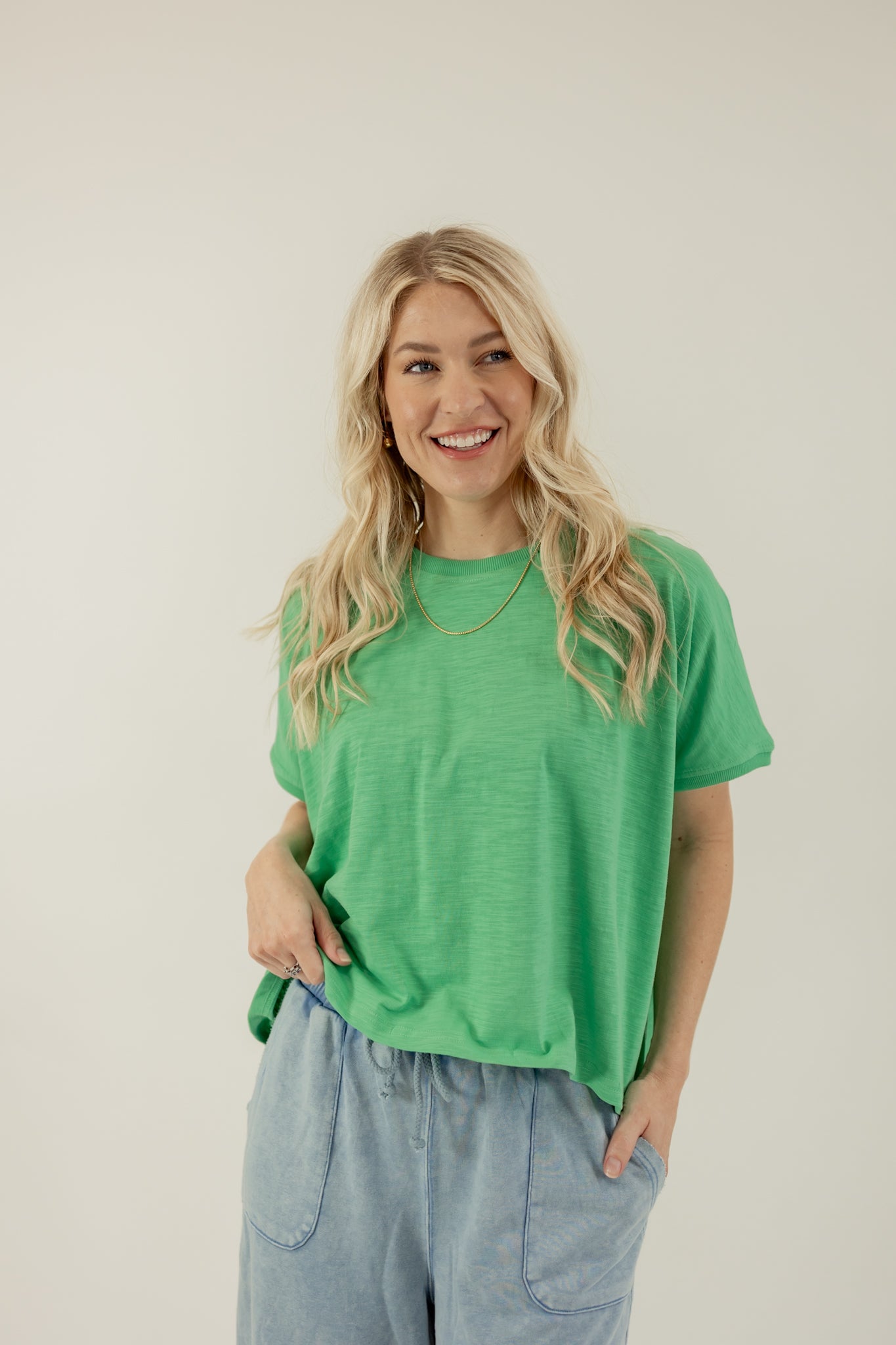 KEEP IT UP IN KELLY GREEN TOP