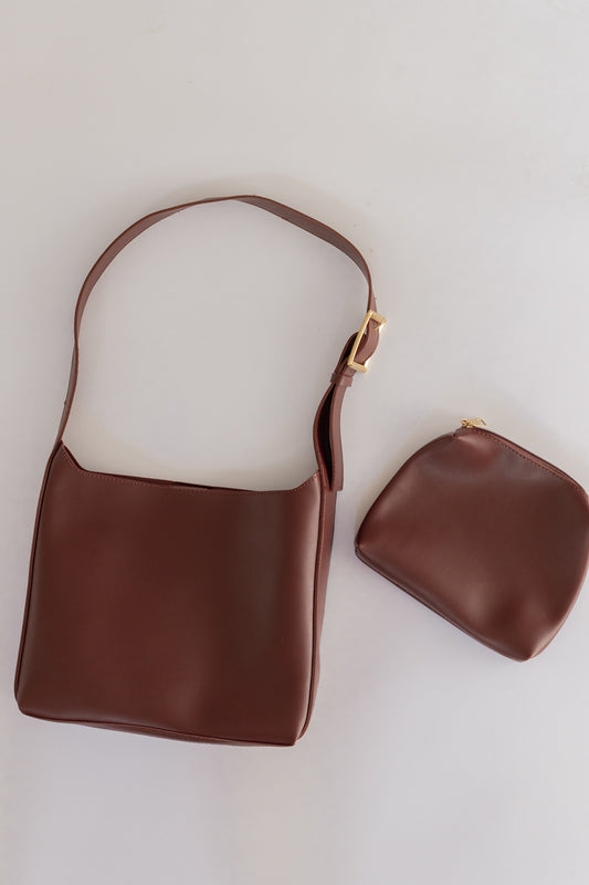 SIMPLE LEISURE BUCKET BAG | DARK BROWN