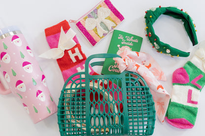 CHRISTMAS BASKET WITH SANTA SCARF