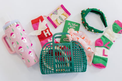 CHRISTMAS BASKET WITH SANTA SCARF