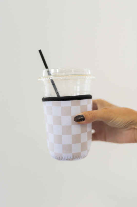 COFFEE KOOZIE | NEUTRAL CHECKERED