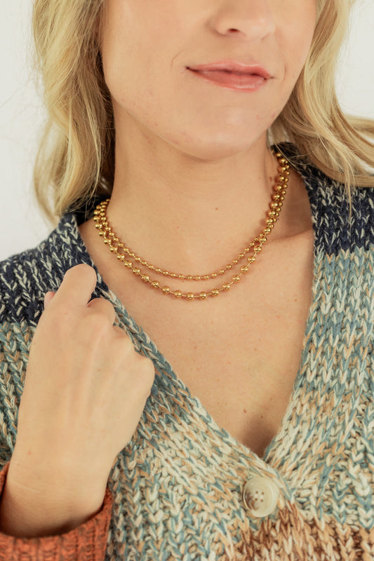 GOLD BEADED DOUBLE LAYER NECKLACE