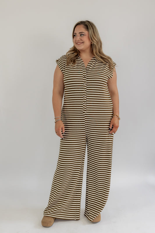 MOCHA DREAMS STRIPED JUMPSUIT