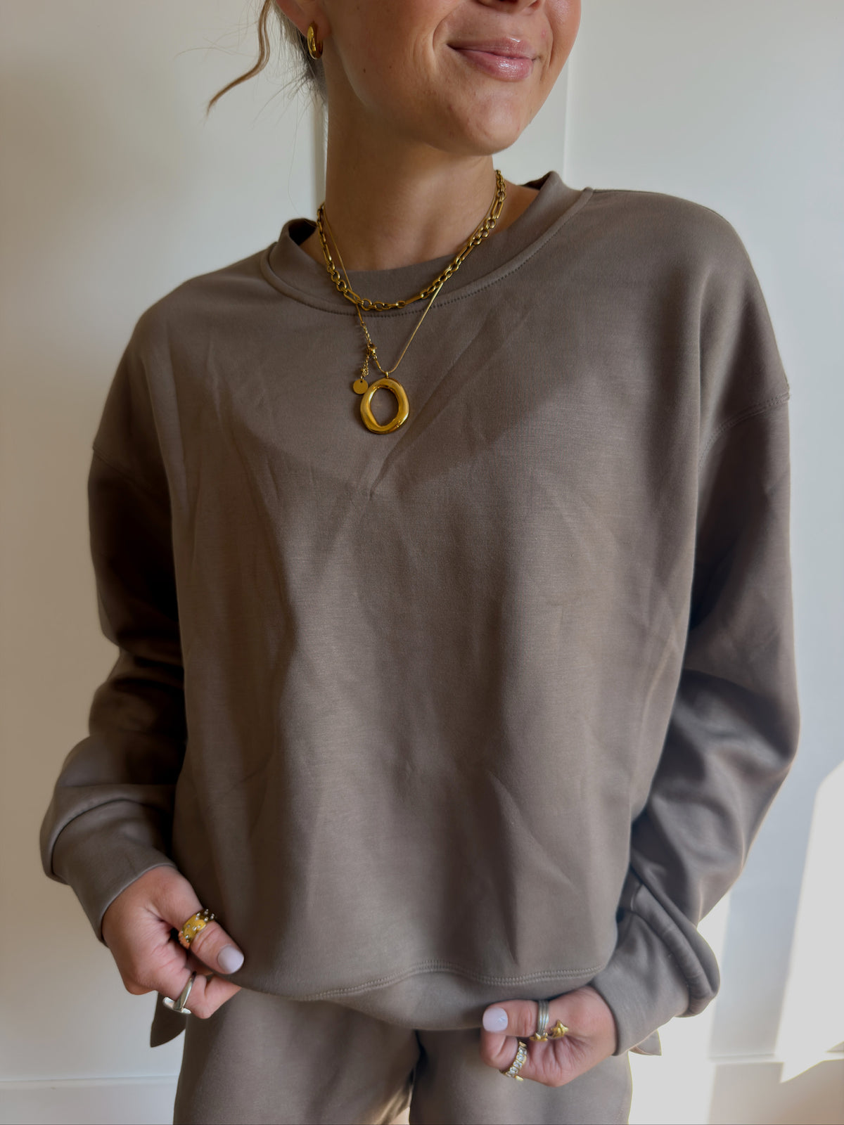 THE PULLOVER SET IN MOCHA BROWN | TOP ONLY