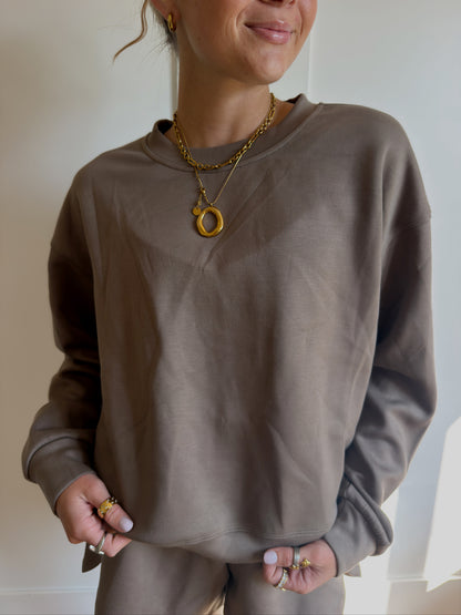 THE PULLOVER SET IN MOCHA BROWN | TOP ONLY