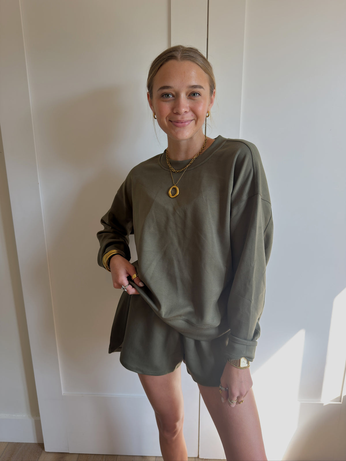 THE PULLOVER SET IN OLIVE | TOP ONLY