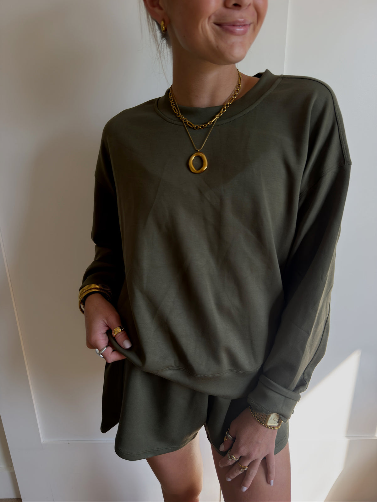 THE PULLOVER SET IN OLIVE | TOP ONLY